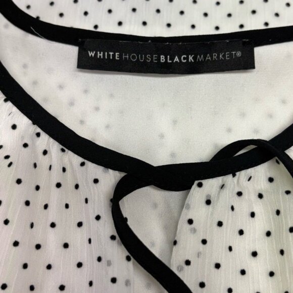 WHBM Elegant White Polka Dot Blouse - Picture 3 of 5